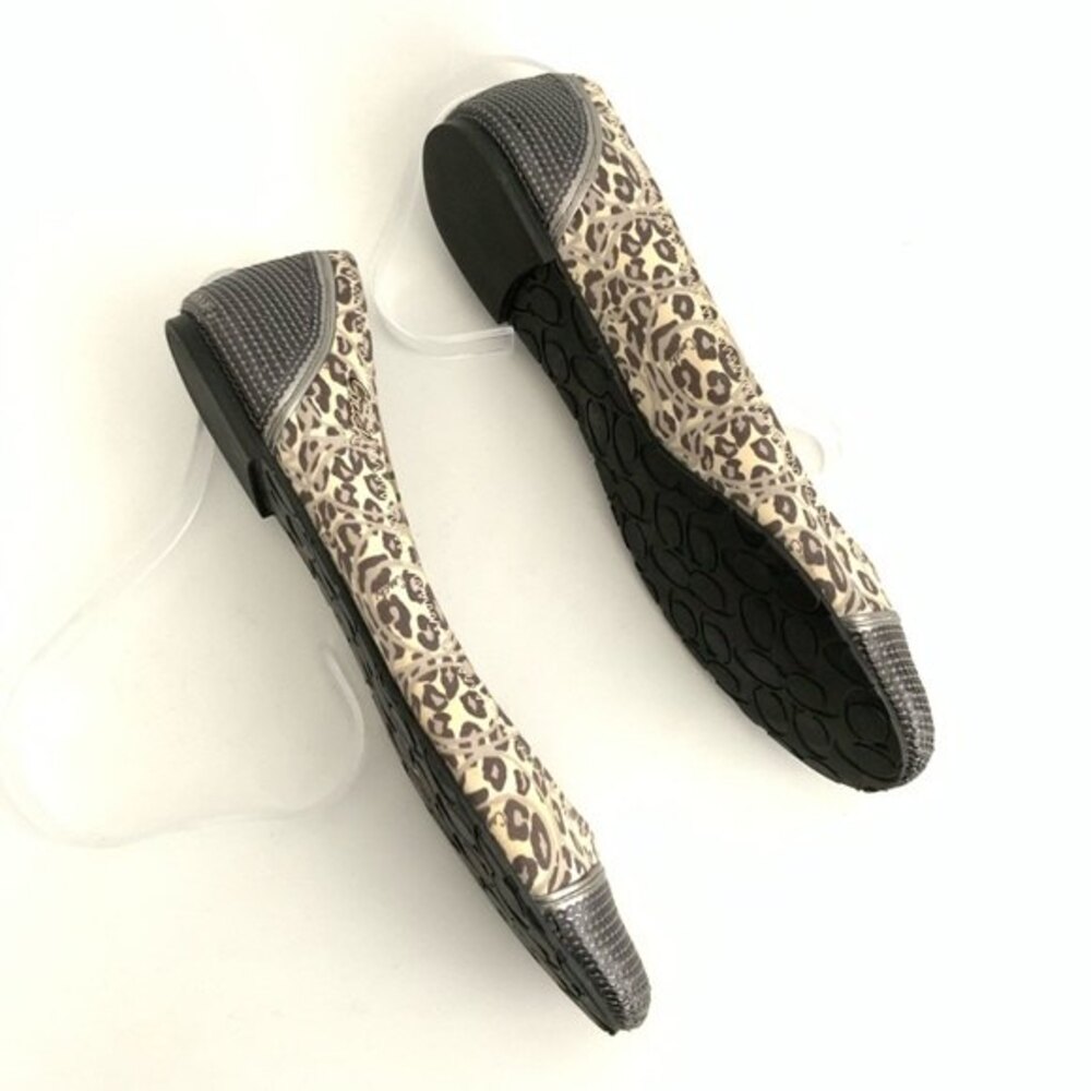 Coach Shine Sequin Animal Print Cap-toe Flats Gray 9.5 - Picture 5 of 10